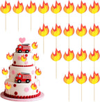 Giantree 20 Pcs Fire Truck Cake Topper, Fire Truck Birthday Party Supplies Fireman Cupcake Toppers, Fires Theme Birthday Party Cake Decoration Supplies