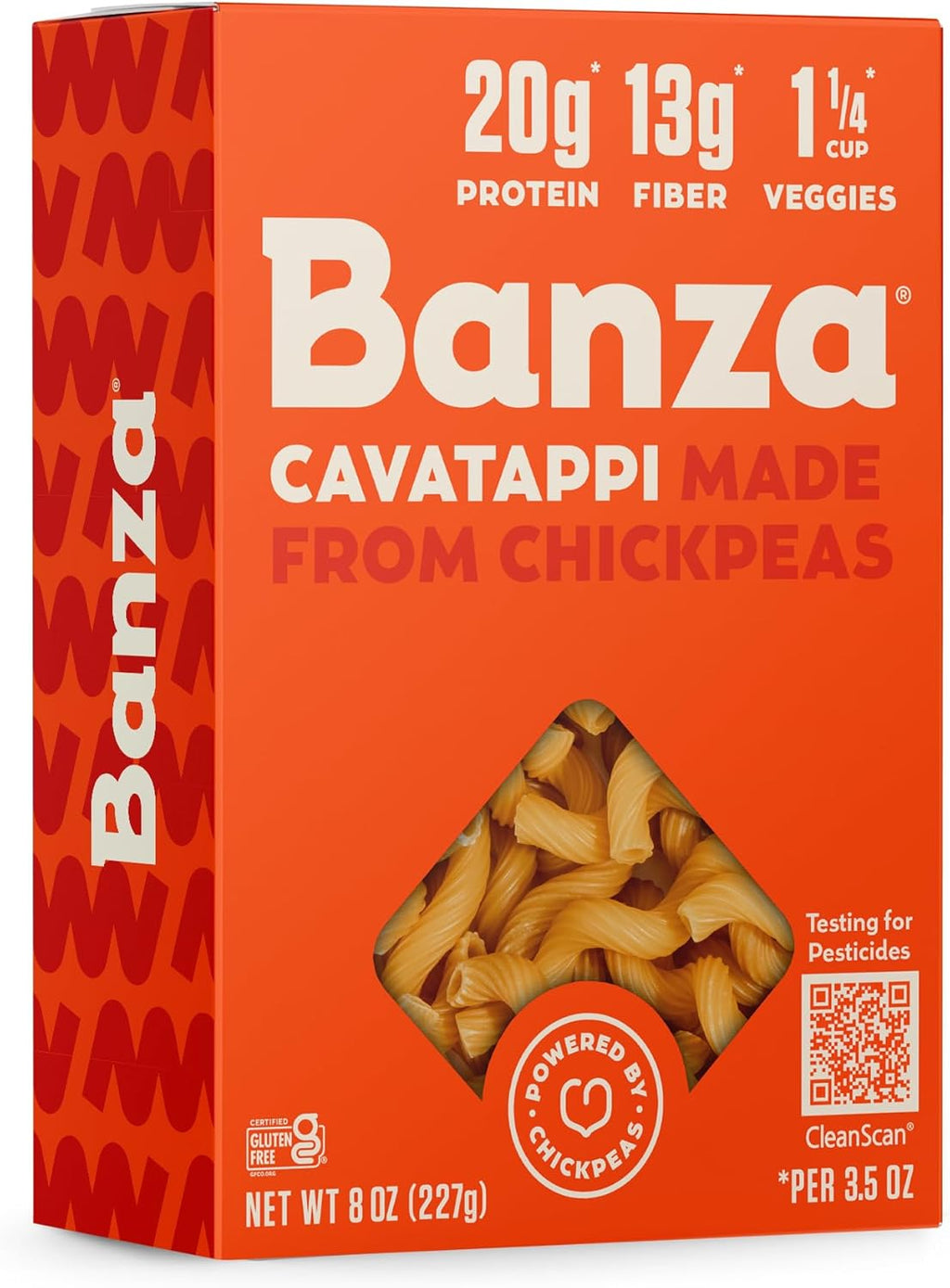 Banza Cavatappi Pasta from Chickpeas - Gluten Free, High Protein, and Lower Carb Protein Cavatappi Chickpea Pasta - 8oz