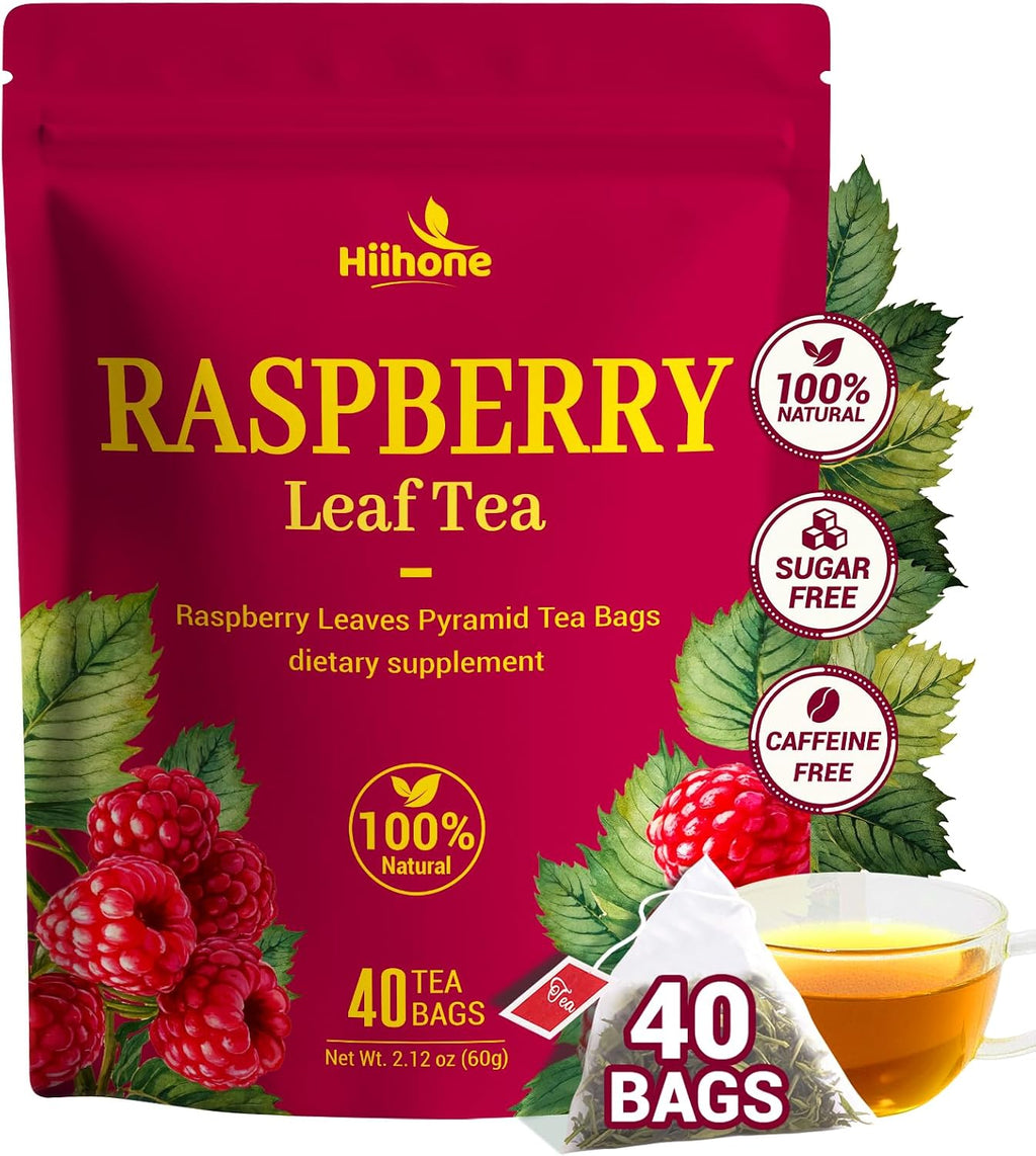 Raspberry Leaf Herbal Tea - 40 Teabags, Naturally Caffeine-Free, Mild & Herbal Taste