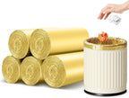 5 Rolls Small Trash Garbage Bags, 2.6 Gallon Strengthen Trash Bags, Durable Plastic Bags for Kitchen Office Home Bedroom Garden Waste Bin, Fit 10 Liter Trash-Can-Liners, 100 Count (Golden)