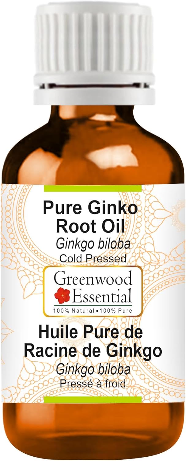 Greenwood Essential Pure Ginko Root Oil (Ginkgo biloba) Natural Therapeutic Grade Cold Pressed 5ml (0.16 oz)