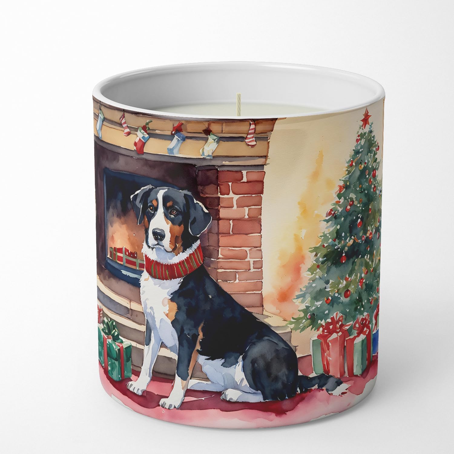 Caroline's Treasures DAC2597CDL Appenzeller Sennenhund Cozy Christmas Decorative Soy Candle Nature Soy Wax Essential Oil Home Decor Ideal for Bedroom Kitchen Bath Office Gift, 10 oz