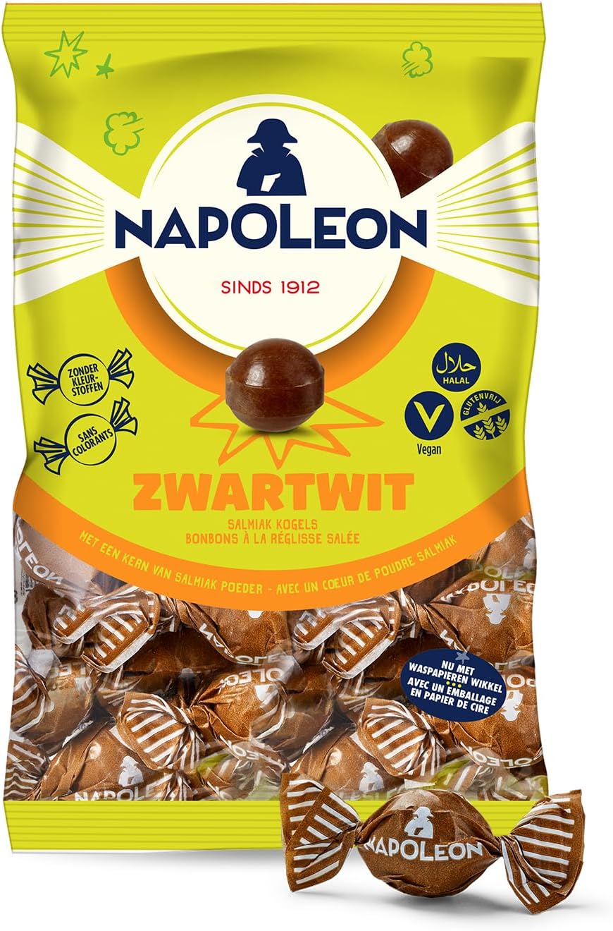 Napoleon Zwart Wit I Licorice Salmiak Powder filled hard Candies I 225g 7.93 ounce
