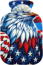 USA Flag3 Hot Water Bottle Hot or Cold Water Bottle with Soft Cover Hot Water Bag for Hot and Cold Compress, 2 Liters