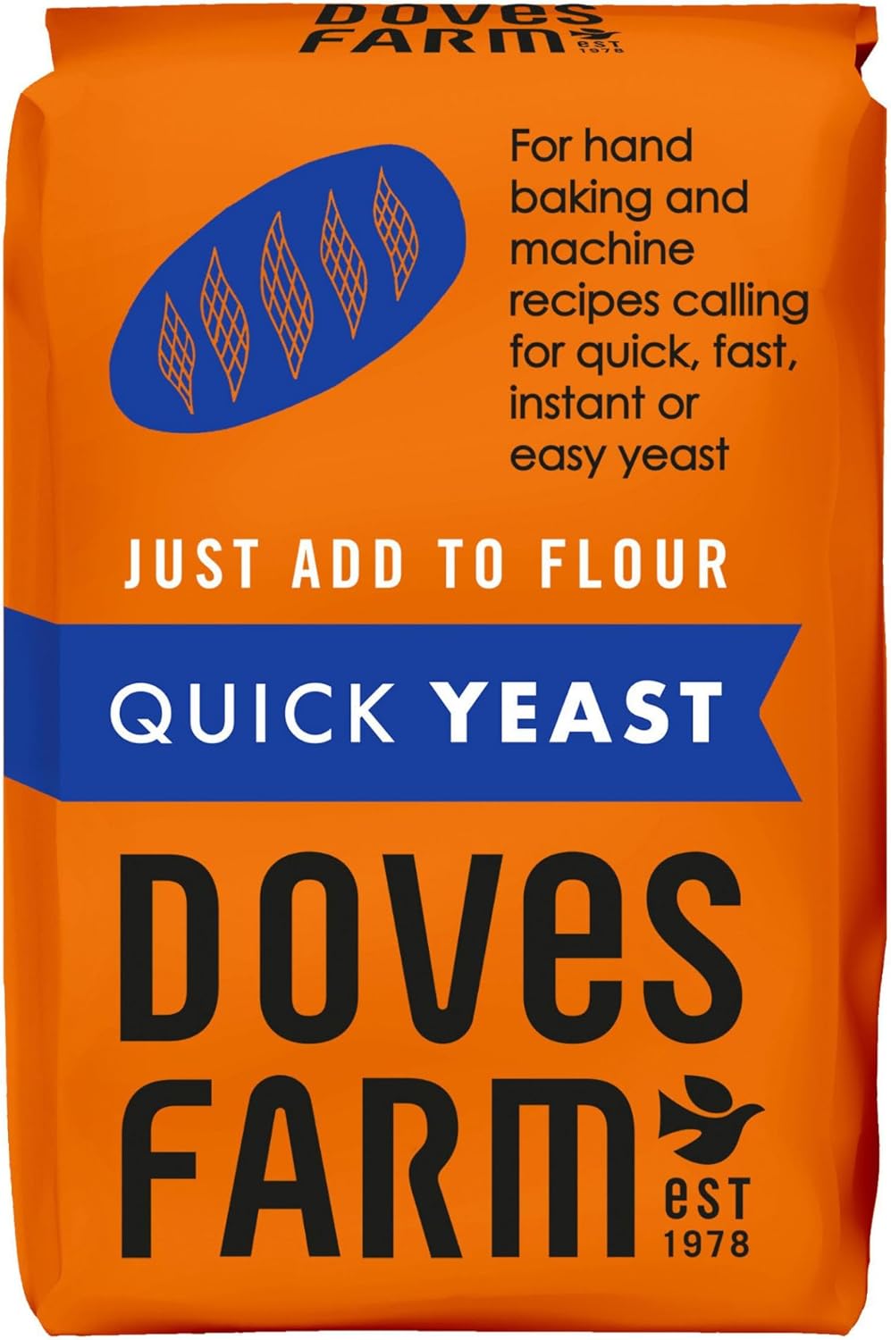 Doves Farm Quick Yeast 4.41 oz (125g) - Fast Acting Gluten Free Yeast for Baking Bread, Pizza Dough, Rolls | For Hand Baking and Bread Machine | Quick, Fast, Instant, Rapid Rise Leavening Agent