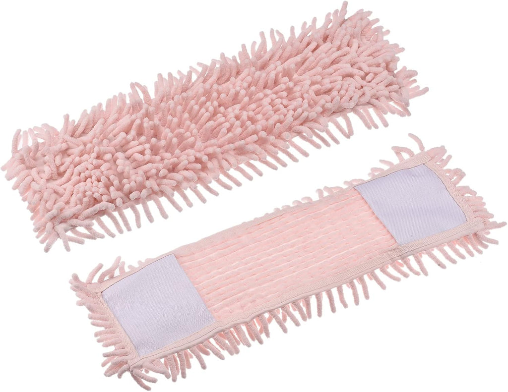 MECCANIXITY Chenille Microfiber Mop Replacement Heads 39x12cm for Wet/Dry Mop Floor Cleaning Pads, Pink Pack of 2