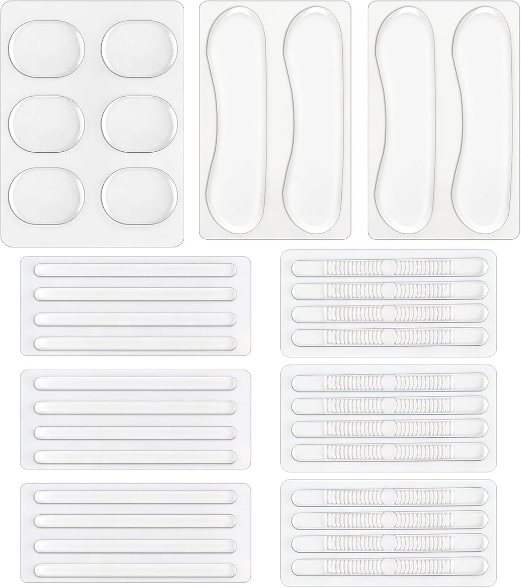 34pcs Silicone Shoe Heel Grips, Non Slip Gel Protector Heels Strips, Clear Self-Adhesive Heel Grips for Womens High Heels Men Shoes Sports Sneakers