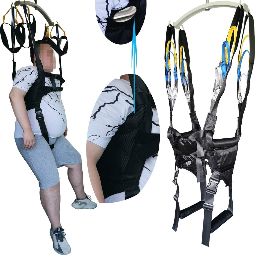 Patient Lift Sling Medical Standing Aid Walking Support Toileting Transfer Gait Belt Leg Exercisers Fold Up Invalid Elderly Full Body Adjustable Strap AidLot Black Free Size