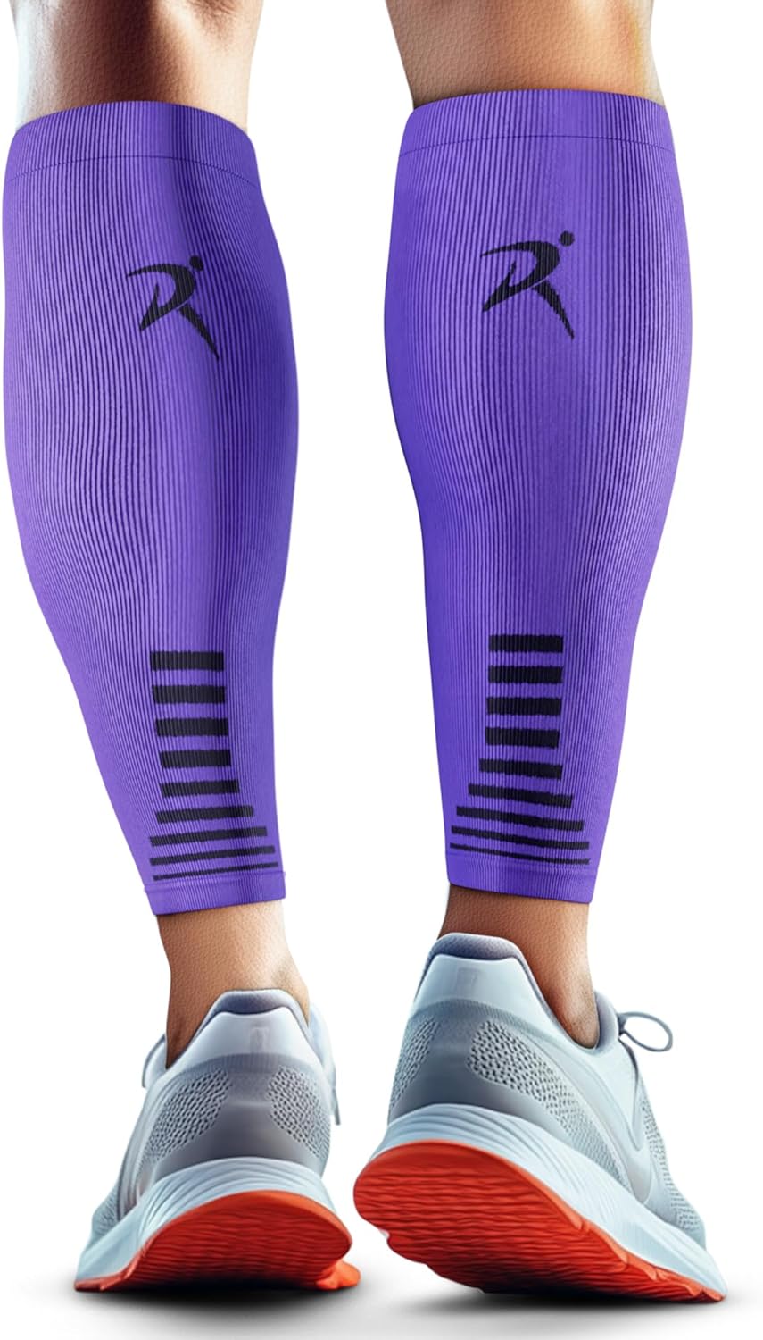 Rymora Calf Compression Sleeves Men Women - Leg Compression Sleeve Footless Socks - Shin Splint Relief Fitness Running