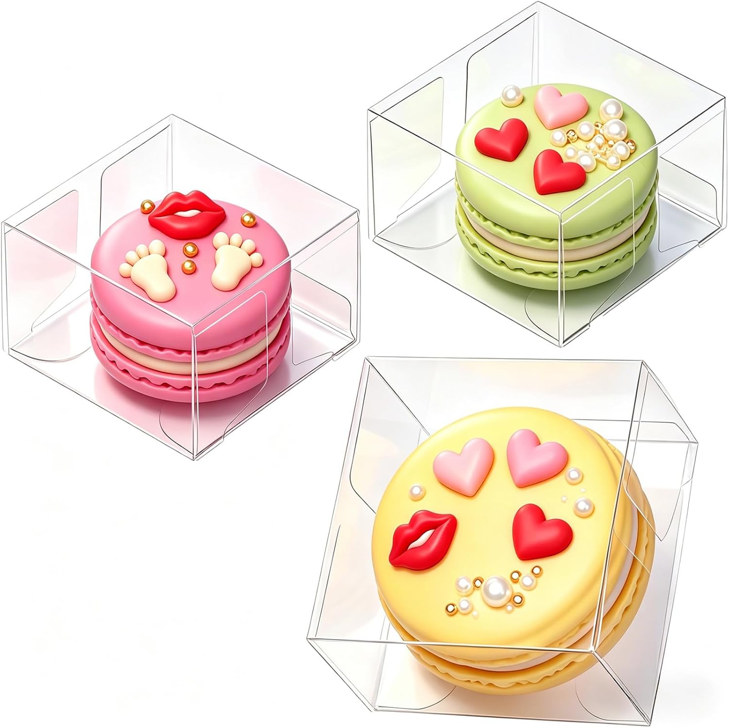 100Pack 2.17x2.17x1.38 Inch Chocolate Covered Ore Boxes Single Macaron Boxes Brownie Boxes S'Mores Treat Boxes Candy Boxes Small Gift Boxes for wedding Bridal Shower Birthday Party Favors