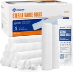 Sterile Gauze Rolls, 6in x 4.1 Yards, Conforming Stretch Gauze Bandage, Pack of 6, Firm Support for Dressings and Splints, Latex-Free First Aid Supplies Individually Wrapped with Bonus Tape