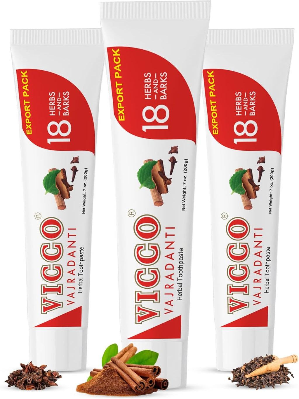 Vicco Vajradanti Ayurvedic Herbal Toothpaste for Oral Care & Gum Health by Vicco – 70 Year Legacy of Ayurveda, with 18 Ayurvedic Herbs & Barks, Fluoride-Free, Vegan – 7 oz (3 Pack)