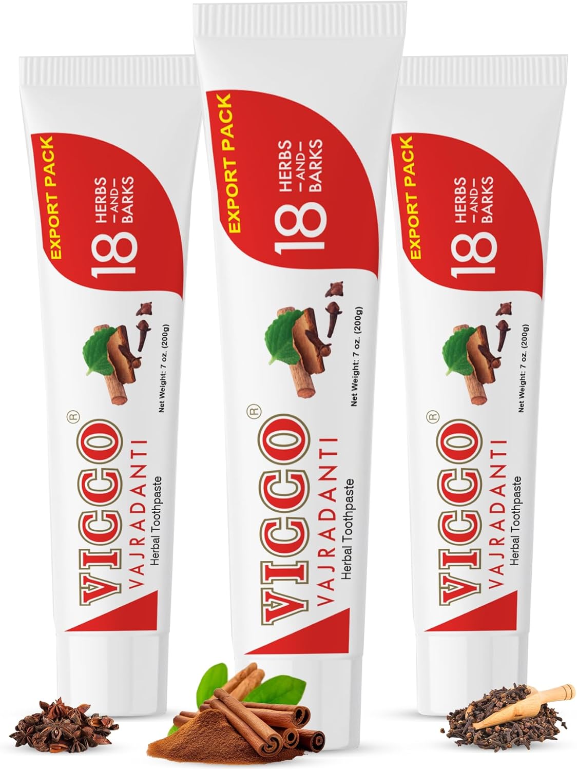 Vicco Vajradanti Ayurvedic Herbal Toothpaste for Oral Care & Gum Health by Vicco – 70 Year Legacy of Ayurveda, with 18 Ayurvedic Herbs & Barks, Fluoride-Free, Vegan – 7 oz (3 Pack)