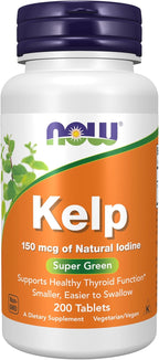 NOW Supplements, Kelp 150 mcg of Natural Iodine, Easier to Swallow Tablet, Super Green, 200 Tablets
