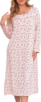 Bloggerlove Nightgowns for Women Soft 100% Cotton House Dress Short/Long Sleeve Night Gowns Comfy Sleepwear S-3XL