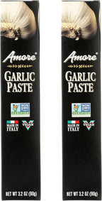 Amore All Natural Italian Garlic Paste - Mellow Mixture of Fresh Garlic, Sunflower & Olive Oils, & Salt - 3.2 oz (Pack of 2)