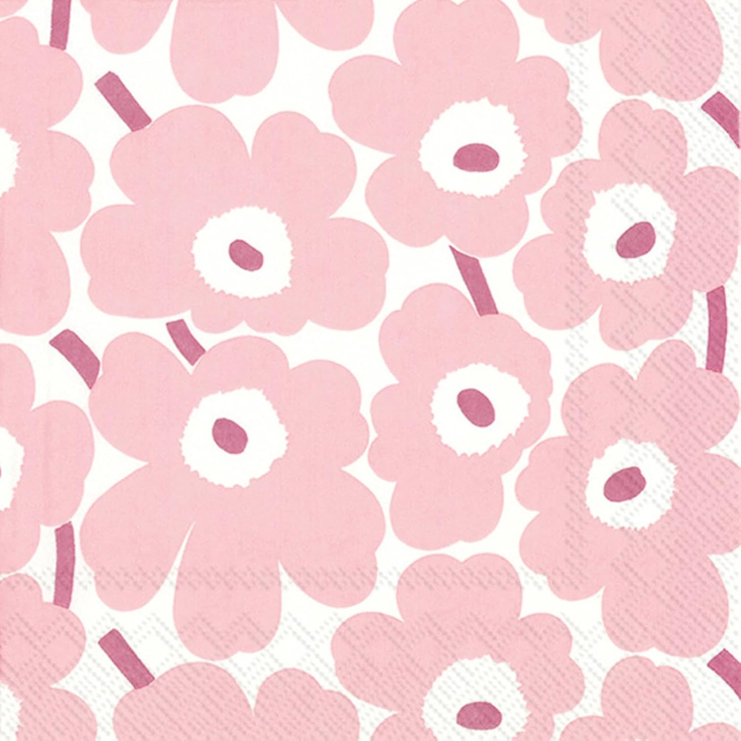 IHR Ideal Home Range Party Napkins Marimekko Disposable 3-Ply Paper Lunch Napkin Pack, 6.5" x 6.5", Mini Unikot (Light Rose), 20-Count