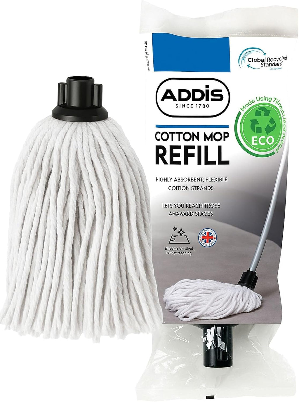 Addis Cotton Mop Refill, Graphite/Metallic,White