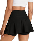 Women Tennis Workout Skorts High Waisted Athletic Skirts with Inner Shorts Pockets, Lightweight Golf Running Skirt