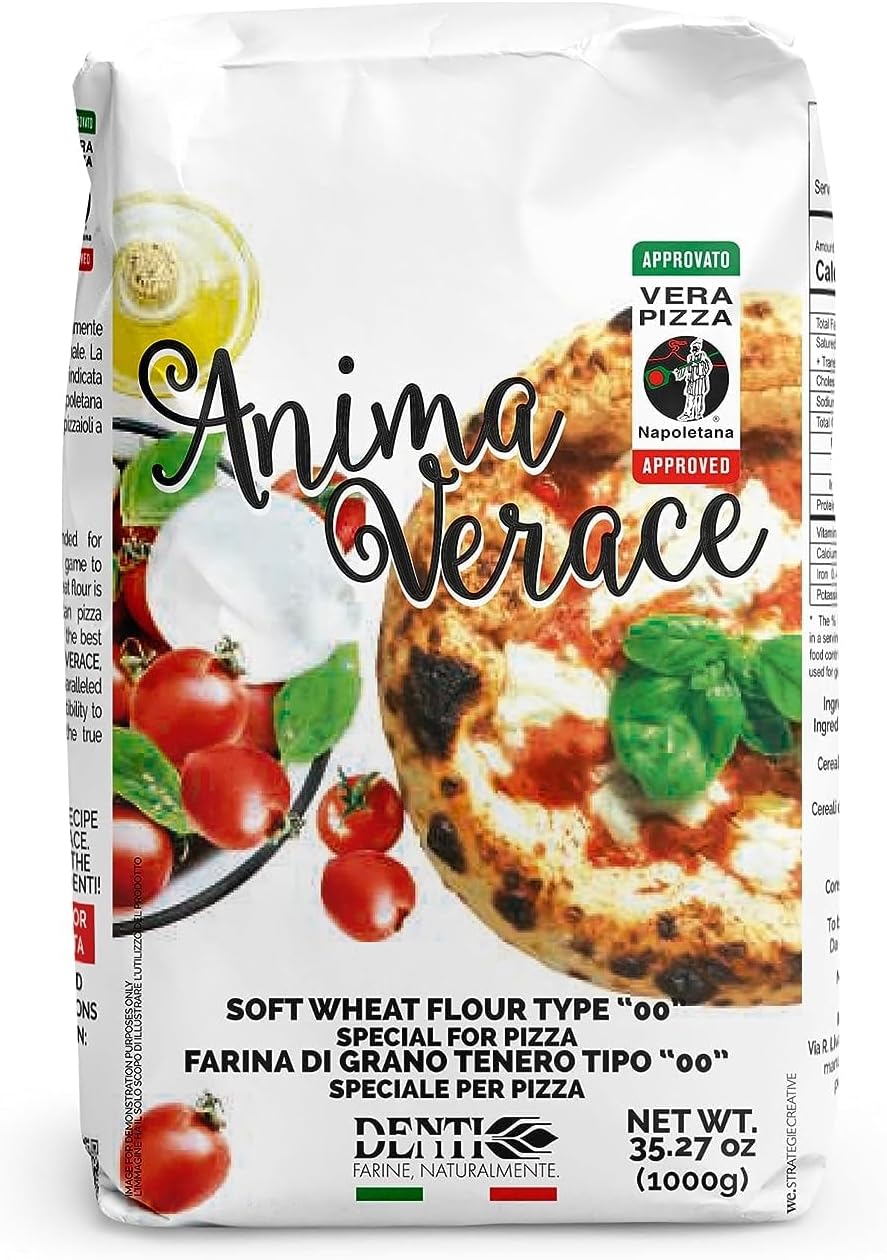 (5Kg. Bag) Anima Verace - Flour for Pizza Napoletana (00 Pizza Flour, Non-GMO, Kosher, All Natural, UnBleached, 100% Italian Soft Wheat) 11 Lb.