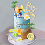 Beach Summer Cake Decoration Surfboard Palm Model Cake Decorations with Hibiscus Flower Cake Toppers for Swimming Beach Birthday Themed (Surfboard)