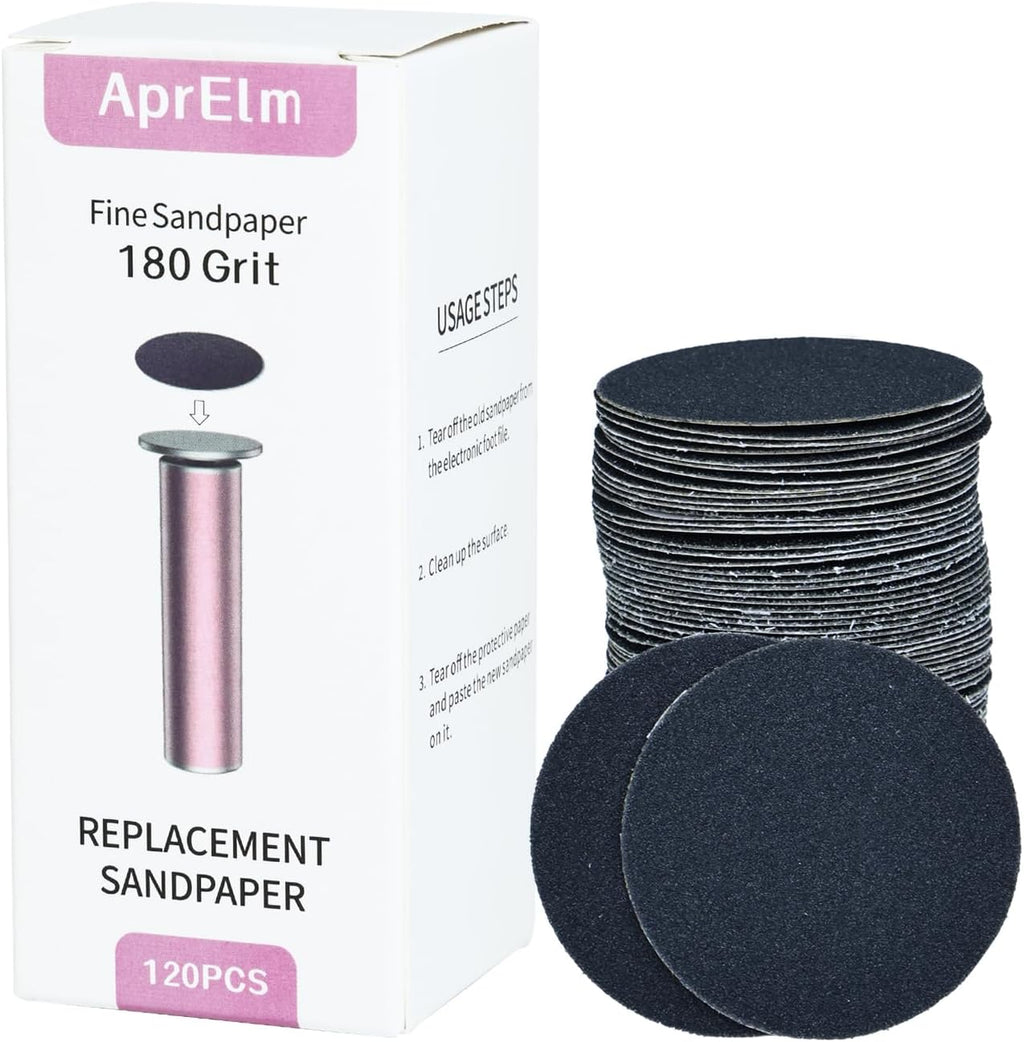 120pcs Replaceable Sandpaper for Electric Foot Callus Remover, Coarse/Medium/Fine Electric Foot File Replacement Pads (Fine 180 Grit)