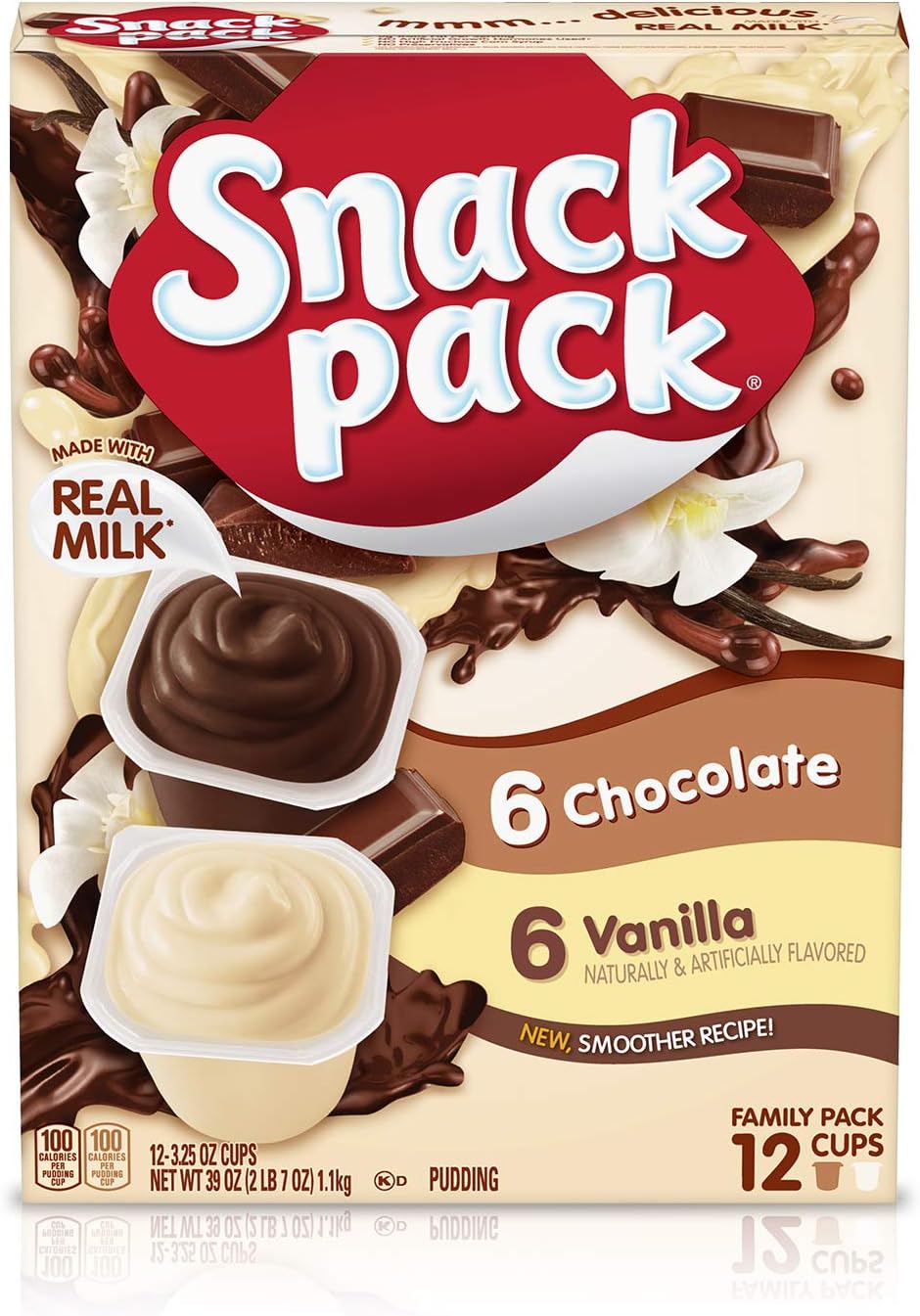 Snack Pack Chocolate and Vanilla Pudding Cups Family Pack, 12 Count