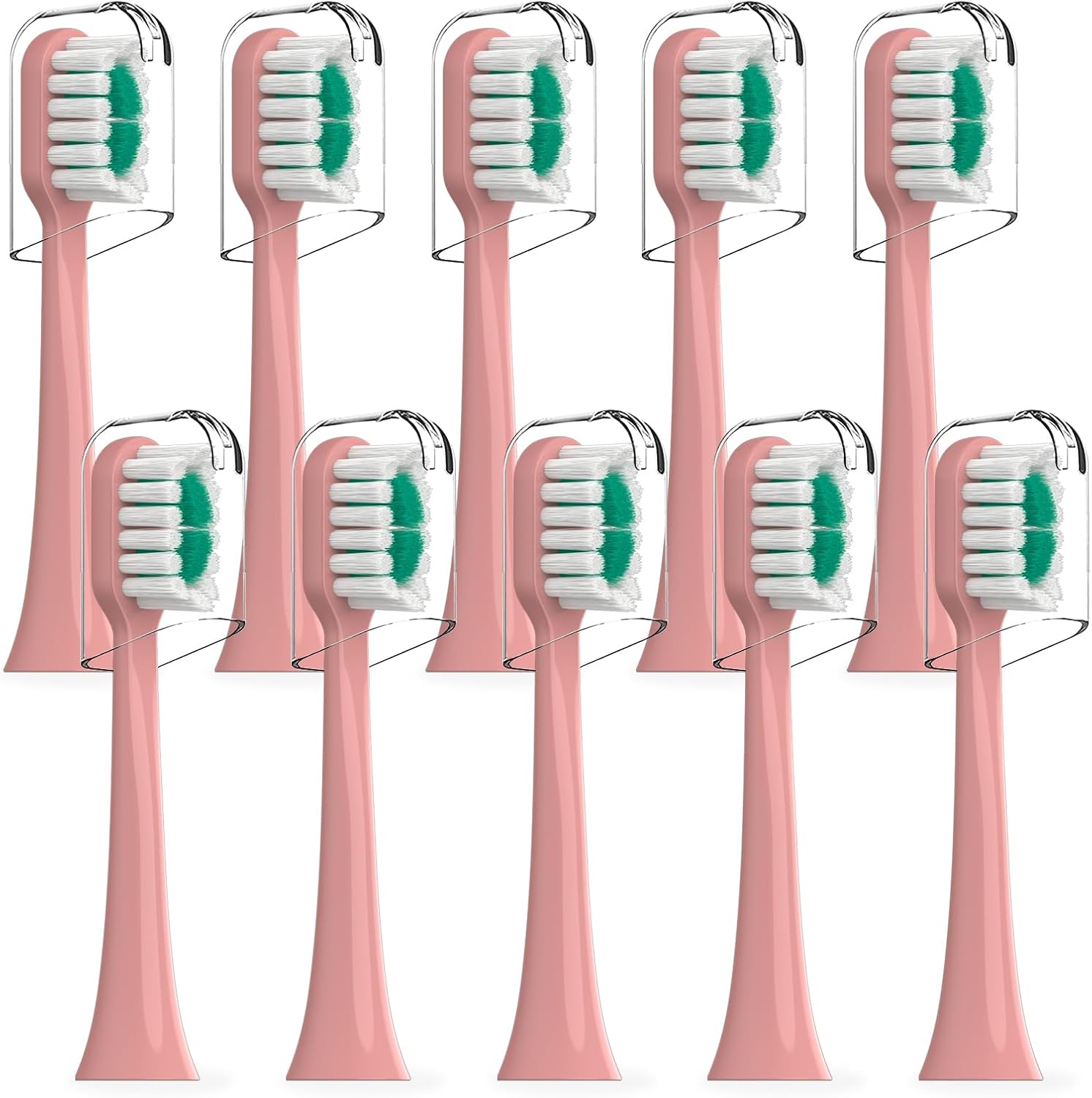 Replacement Brush Heads Compatible with AquaSonic icon Electric Toothbrush, 10 Pack, Blush
