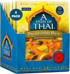 A Taste of Thai Panang Curry Paste – Authentic & Natural Ready‑to‑Use Thai Curry Paste – Vegan, Gluten‑Free & Non‑GMO – Nutty, Sweet Aromatic Flavor for Curries, Stir‑Fries & Soup– 1.75 oz (Pack of 6)