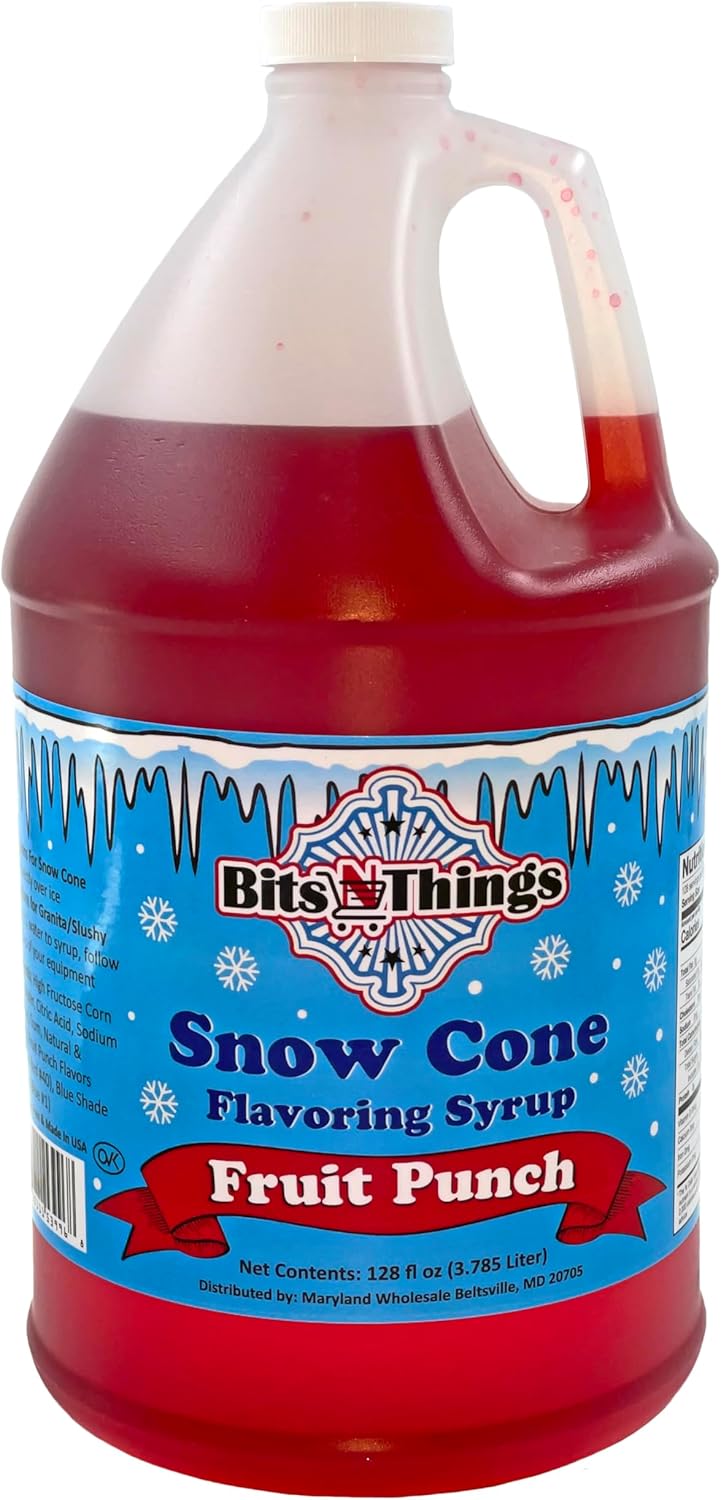 Bits N Things Fruit Punch Snow Cone Flavoring Syrup | Slushy & Granita | Kosher | Made In America | 1 Gallon