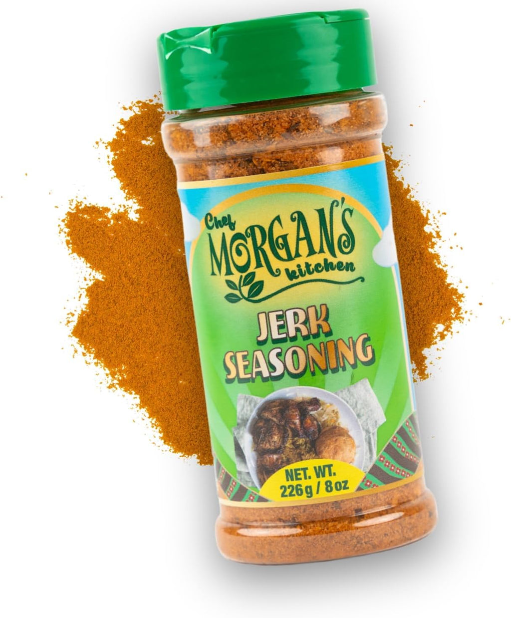 Chef Morgan’s Kitchen Jerk Seasoning – MSG & Gluten Free, 8oz. Authentic Jamaican Spice Blend for Jerk Chicken – Dry Rub for Grilling, Baking & Roasting – All Natural
