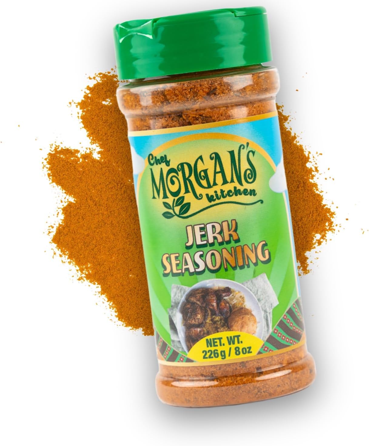 Chef Morgan’s Kitchen Jerk Seasoning – MSG & Gluten Free, 8oz. Authentic Jamaican Spice Blend for Jerk Chicken – Dry Rub for Grilling, Baking & Roasting – All Natural