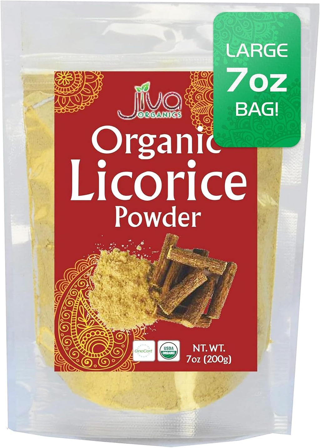 JIVA Organic Licorice Root Powder 7 Ounce - Glycyrrhiza glabra - Mulethi - Yashtimadhu - Non-GMO