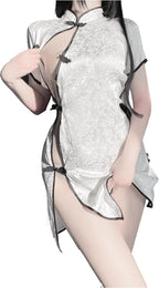 SINGUYUN Chinese Cheongsam Lingerie Retro Print Dress Sexy Anime Cosplay Costume for Women Qipao Babydoll Outfit