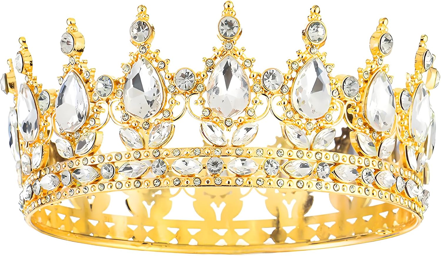 Queen Rhinestone Crown, Gold Wedding Crowns, Royal Princess Crystal Tiara Crown for Women Costume Party