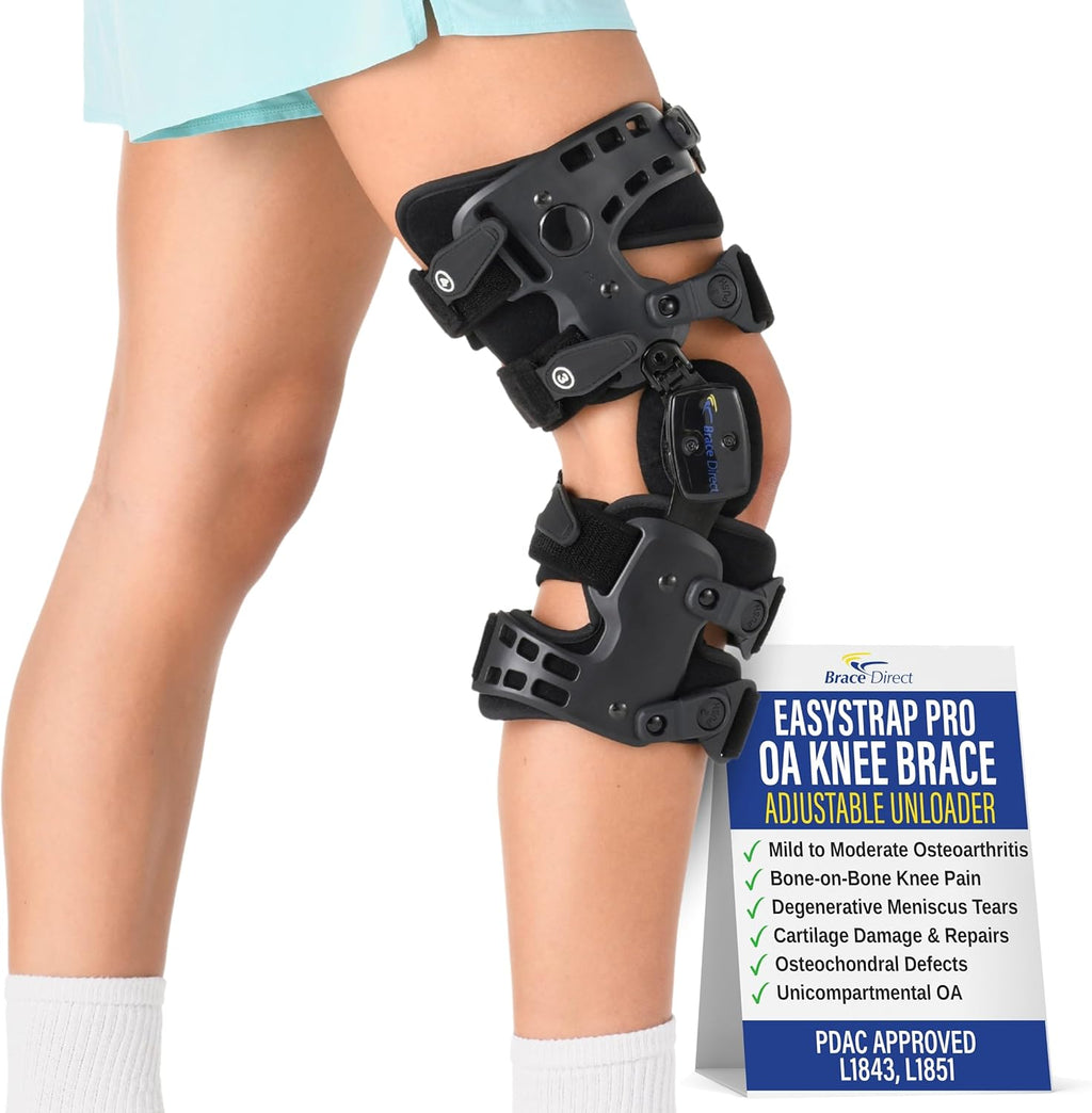 EasyStrap Pro OA Unloader Knee Brace - Adjustable Hinged Osteoarthritis Support for Bone on Bone Knee Pain, Meniscus Tears & Cartilage Damage L1843 L1851 (LEFT LEG)