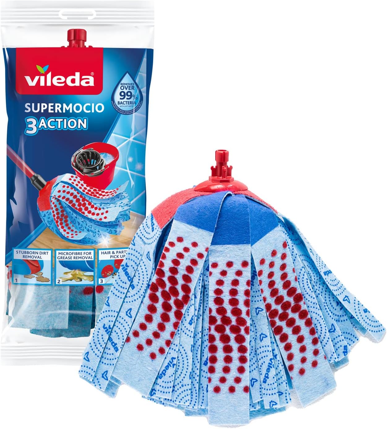 Vileda 3Action XL SuperMocio 3 Action, 27 x 27 x 6,5 cm, Blue