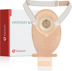 DERAYMI 10 Pack Convex Colostomy Bags with A Belt, One Piece Ostomy Bag Drainable Pouches Ostomy Supplies for Uneven Wrinkled Skin Irregular Stoma Cut-to-Fit 20-45mm