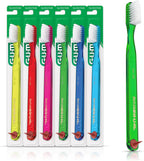 GUM Classic Soft Toothbrush, Compact Head, Includes Rubber Tip Dental Pick 1 Count (Pack of 6)