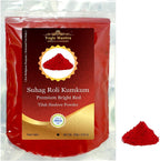 Yogic Mantra Kumkum Powder (100g Resealable Pouch) Bright Red Color Suhag Roli Sindoor Ceremonial Mark Lal Sindur Laxmi Devi Hindu Pooja Bridal Tilak Suhag Tikka Indian Rakhi Puja Religious Ceremony