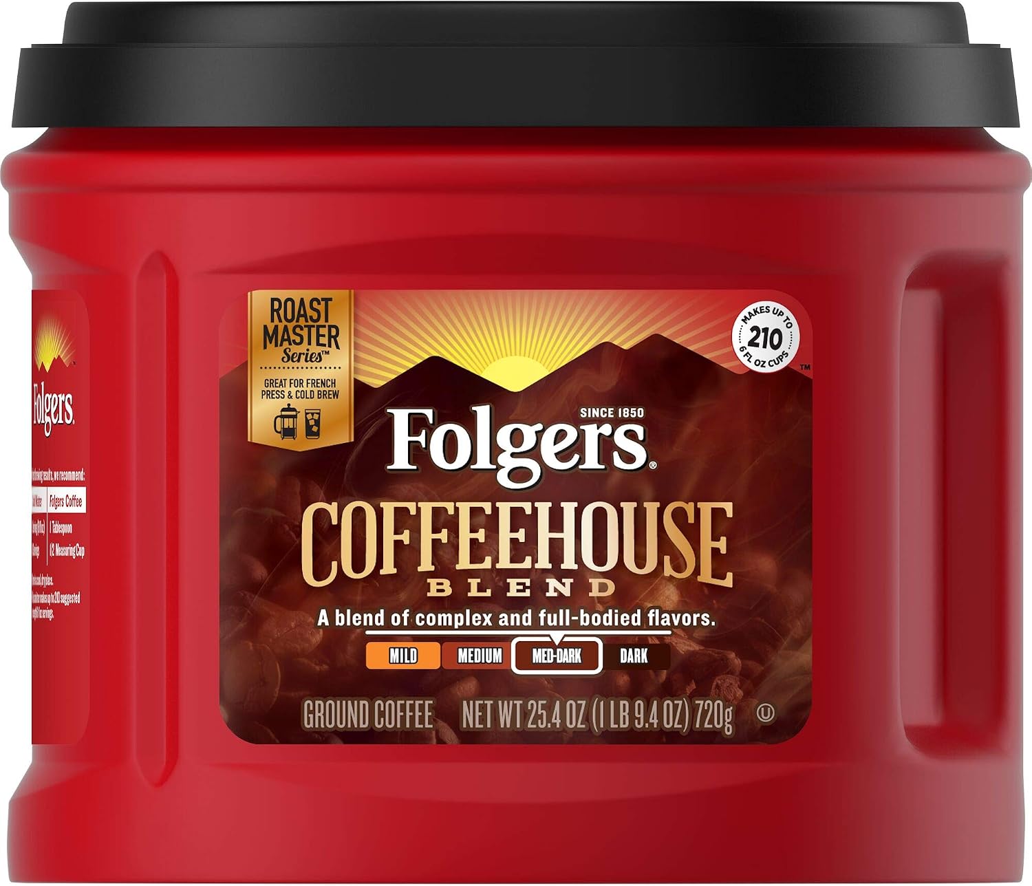 Folgers Coffeehouse Blend Coffee, Medium Dark Ground Coffee, 25.4 Ounces (Pack of 1)