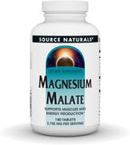 Source Naturals Magnesium Malate - 3750mg Per Serving - Essential Magnesium Malic Acid Supplement - 180 Tablets