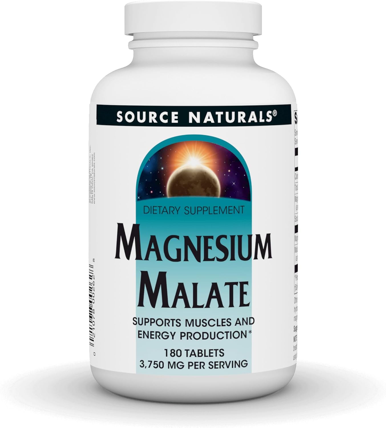 Source Naturals Magnesium Malate - 3750mg Per Serving - Essential Magnesium Malic Acid Supplement - 180 Tablets