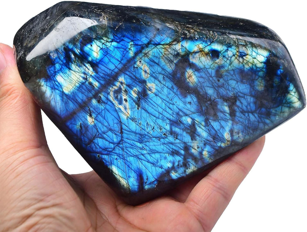 Large Labradorite Rock Polished Slab Block Healing Crystal Stone for Meditation Gift Home Decor 1.7-2.2 Pound
