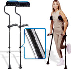 Ergobaum Dual Black Cobra Crutches (5’–6’6”) 1 Pair (2 Units) of Ergonomic Underarm Crutches with Triple Shock Absorption, Adjustable,Ergonomic Grip, Foldable, with Arm Support (Real Carbon Fiber)