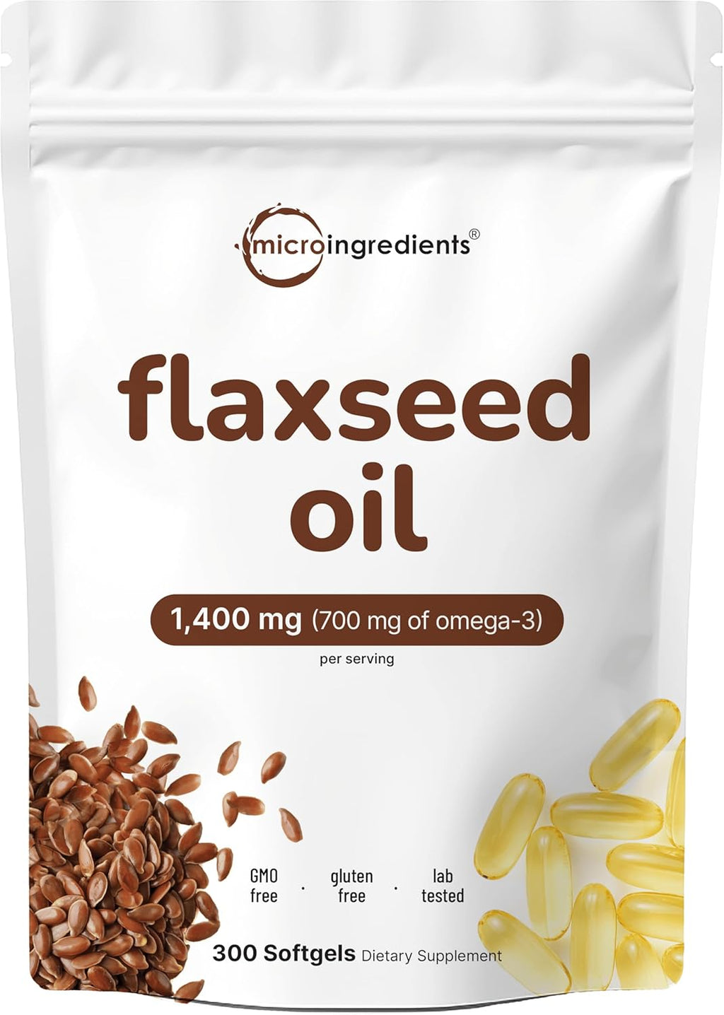 Flaxseed Oil 1,400mg, 300 Liquid Softgels | Flaxseed Oil Supplement with Omega 3, 6, & 9 Fatty Acids + DHA & Alpha Linolenic Acid (ALA) | Fish Free Omega Source | Non-GMO