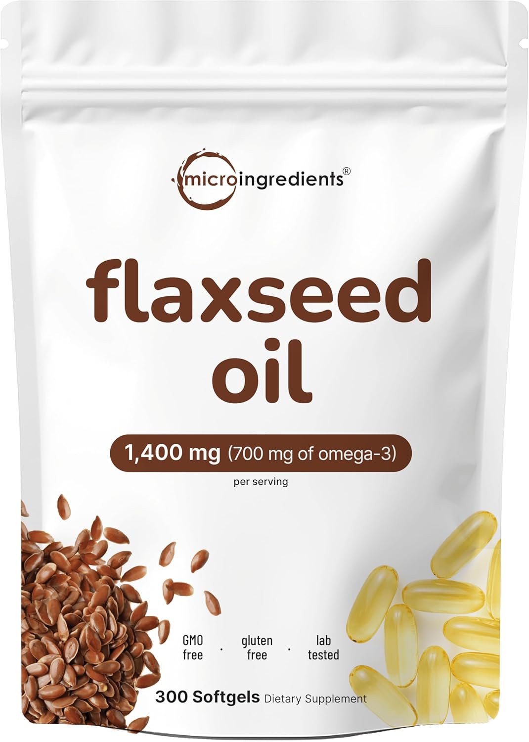 Flaxseed Oil 1,400mg, 300 Liquid Softgels | Flaxseed Oil Supplement with Omega 3, 6, & 9 Fatty Acids + DHA & Alpha Linolenic Acid (ALA) | Fish Free Omega Source | Non-GMO