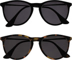 OPULIZE JET Reading Sunglasses for Women Men,Tinted Lens with UV400 Protection,Scratch Resistant Round frame with Spring Hinges,Black Rubberized, Brown Tortoiseshell Rubberized +2.5 (Pack of 2)