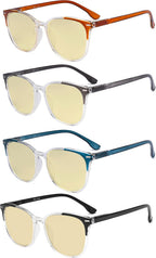 Eyekepper 4 Pack Computer Reading Glasses for Women Blue Light Blocking Readers Yellow Tinted +1.50