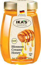 Ika's Garden Raw Blossom Creamy Honey - 100% Pure, Unfiltered, Gluten-Free – Product of Germany, 17.6 oz (500g) Jar